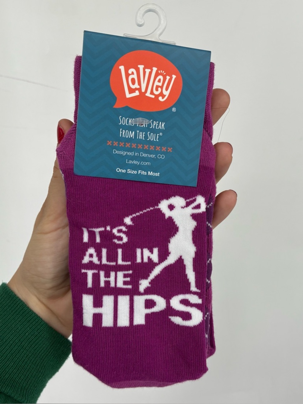 NEW Lavley Golf Womens Socks Purple Argyle Plaid Tall Long NWT Gift Tags Hips